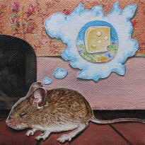 A mouse dreaming of cheese