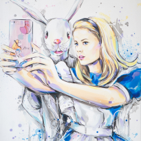 Alice and the White Rabbit Selfie