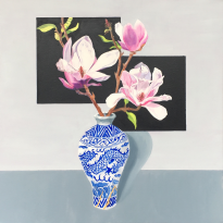 Dragon Vase with Kintsugi and Magnolias